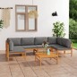 vidaXL Set de muebles de jardín 7 pzas madera de teca y cojines gris vidaXL Set de muebles de jardín 7 pzas madera de teca y cojines gris