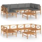 vidaXL Set de muebles de jardín 7 pzas madera de teca y cojines gris vidaXL Set de muebles de jardín 7 pzas madera de teca y cojines gris
