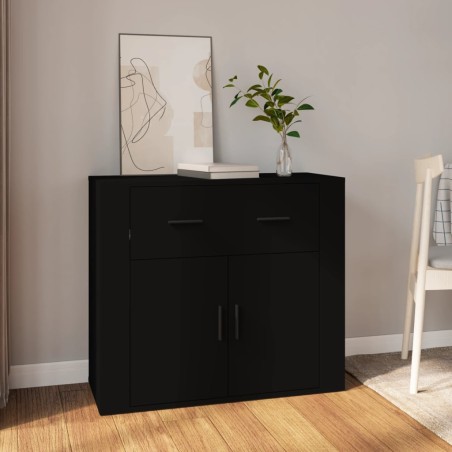 vidaXL Aparador de madera contrachapada negro 80x33x70 cm