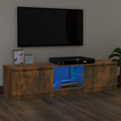 vidaXL Mueble de TV con luces LED roble ahumado 120x30x35,5 cm
