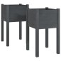 vidaXL Jardineras 2 unidades madera maciza de pino gris 40x40x70 cm vidaXL Jardineras 2 unidades madera maciza de pino gris 40x40x70 cm