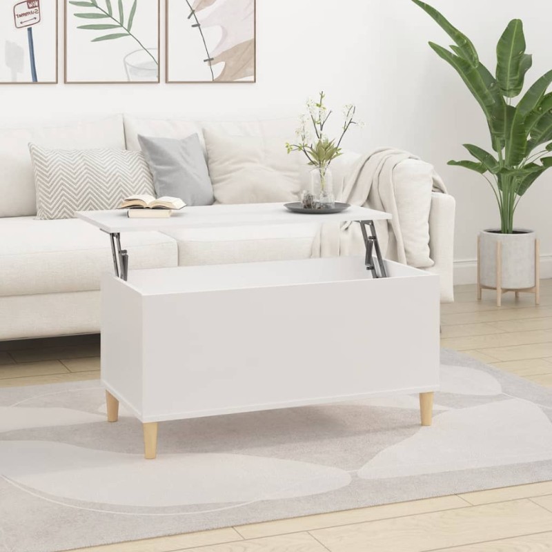 vidaXL Mesa de centro madera contrachapada blanco 90x44,5x45 cm vidaXL Mesa de centro madera contrachapada blanco 90x44,5x45 cm