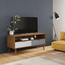 vidaXL Mueble de TV MOLDE madera maciza de pino marrón 106x40x49 cm