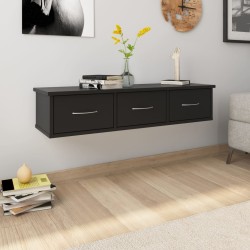vidaXL Estante de cajones para pared contrachapada negro 88x26x18,5cm