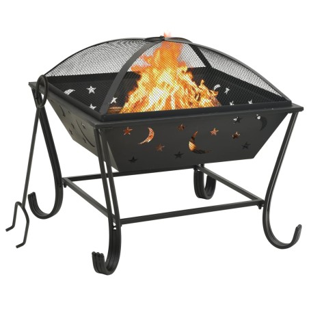 vidaXL Brasero con atizador acero XXL 62 cm