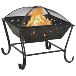 vidaXL Brasero con atizador acero XXL 62 cm