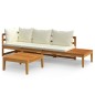 vidaXL Muebles de jardín 3 pzas con cojines crema madera de acacia vidaXL Muebles de jardín 3 pzas con cojines crema madera de acacia