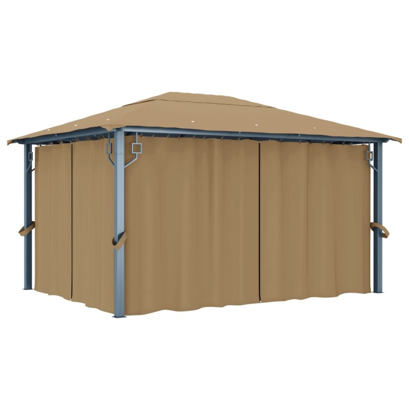 vidaXL Cenador con cortina gris taupe aluminio 400x300 cm