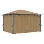 vidaXL Cenador con cortina gris taupe aluminio 400x300 cm