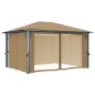vidaXL Cenador con cortina gris taupe aluminio 400x300 cm