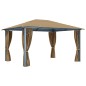vidaXL Cenador con cortina gris taupe aluminio 400x300 cm
