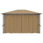 vidaXL Cenador con cortina gris taupe aluminio 400x300 cm