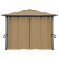 vidaXL Cenador con cortina gris taupe aluminio 400x300 cm