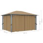 vidaXL Cenador con cortina gris taupe aluminio 400x300 cm