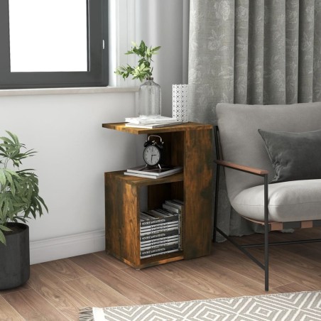 vidaXL Mesa auxiliar madera contrachapada roble ahumado 36x30x56 cm