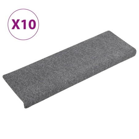 vidaXL Alfombrillas de escalera 10 unidades gris claro 65x21x4 cm