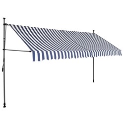 vidaXL Toldo manual retráctil con LED azul y blanco 400 cm