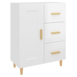 vidaXL Aparador de madera contrachapada blanco brillante 69,5x34x90 cm