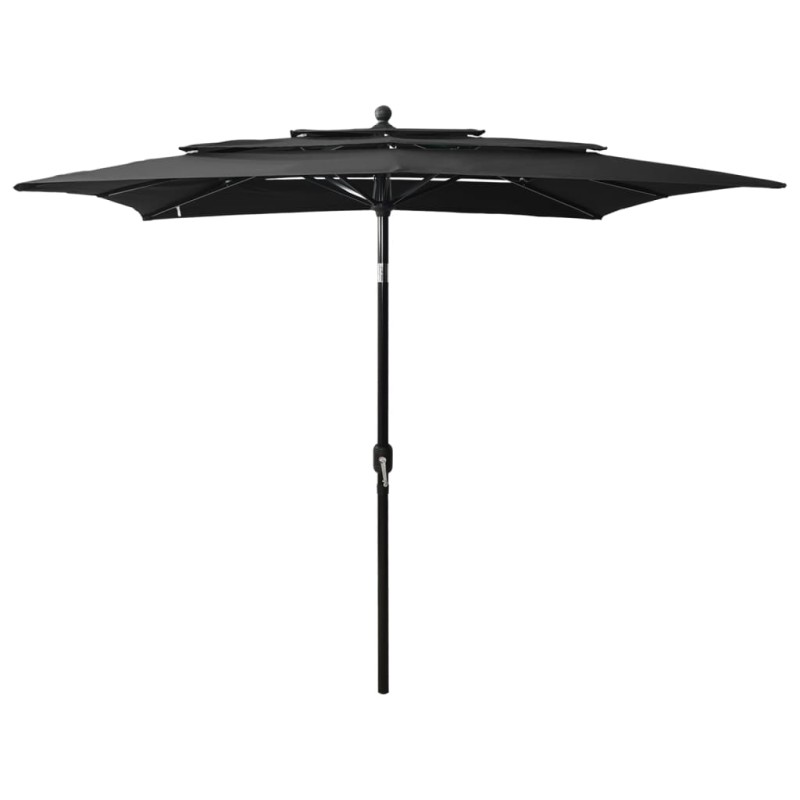 vidaXL Sombrilla de 3 niveles con poste de aluminio negra 2,5x2,5 m vidaXL Sombrilla de 3 niveles con poste de aluminio negra 2,5x2,5 m