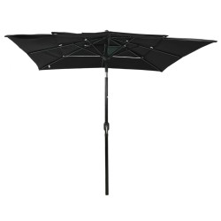vidaXL Sombrilla de 3 niveles con poste de aluminio negra 2,5x2,5 m