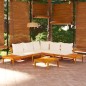 vidaXL Set muebles de jardín 4 pzas cojines crema madera de acacia 