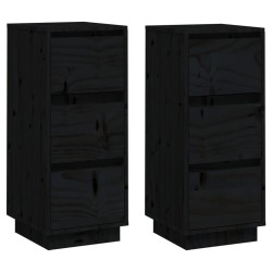 vidaXL Aparador 2 uds madera maciza de pino negro 32x34x75 cm