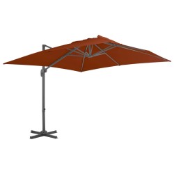 vidaXL Sombrilla voladiza con poste de aluminio terracota 300x300 cm