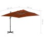 vidaXL Sombrilla voladiza con poste de aluminio terracota 300x300 cm vidaXL Sombrilla voladiza con poste de aluminio terracota 300x300 cm