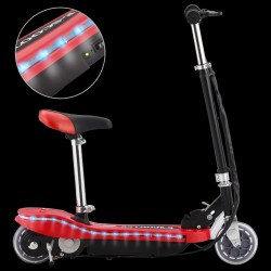   vidaXL Patinete eléctrico con asiento y LED rojo 120 W