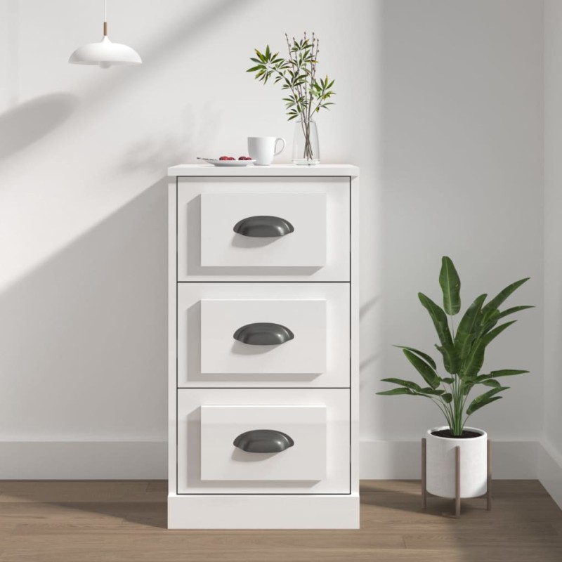 vidaXL Aparador madera contrachapada blanco brillante 36x35,5x67,5 cm vidaXL Aparador madera contrachapada blanco brillante 36x35,5x67,5 cm