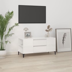 vidaXL Mueble de TV madera contrachapada blanco brillo 102x44,5x50 cm