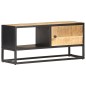 vidaXL Mueble de TV puerta tallada madera de mango rugosa 90x30x40 cm
