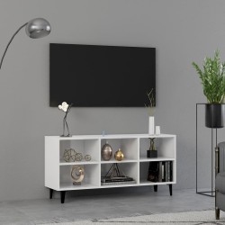 vidaXL Mueble de TV con patas de metal blanco brillante 103,5x30x50 cm