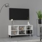 vidaXL Mueble de TV con patas de metal blanco brillante 103,5x30x50 cm