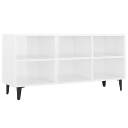 vidaXL Mueble de TV con patas de metal blanco brillante 103,5x30x50 cm