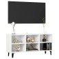 vidaXL Mueble de TV con patas de metal blanco brillante 103,5x30x50 cm