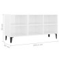 vidaXL Mueble de TV con patas de metal blanco brillante 103,5x30x50 cm