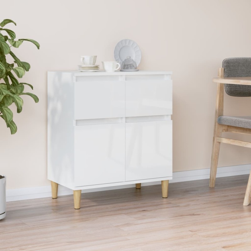 vidaXL Aparador de madera contrachapada blanco brillante 60x35x70 cm vidaXL Aparador de madera contrachapada blanco brillante 60x35x70 cm