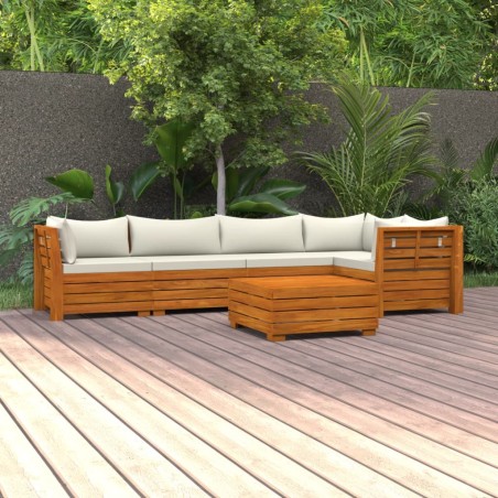 vidaXL Muebles de jardín 6 piezas con cojines madera maciza de acacia 