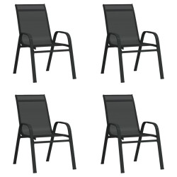 vidaXL Sillas de jardín apilables 4 unidades textilene negro