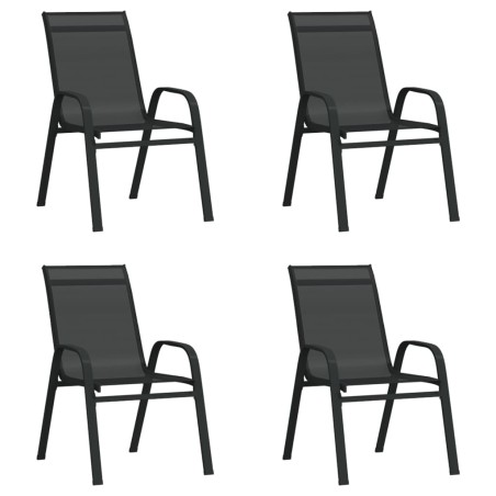 vidaXL Sillas de jardín apilables 4 unidades textilene negro