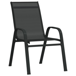 vidaXL Sillas de jardín apilables 4 unidades textilene negro
