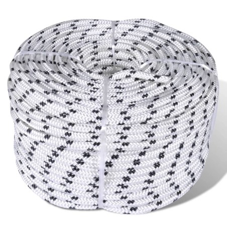 vidaXL Rollo de cuerda de barco trenzada línea poliéster 12 mm x 50 m