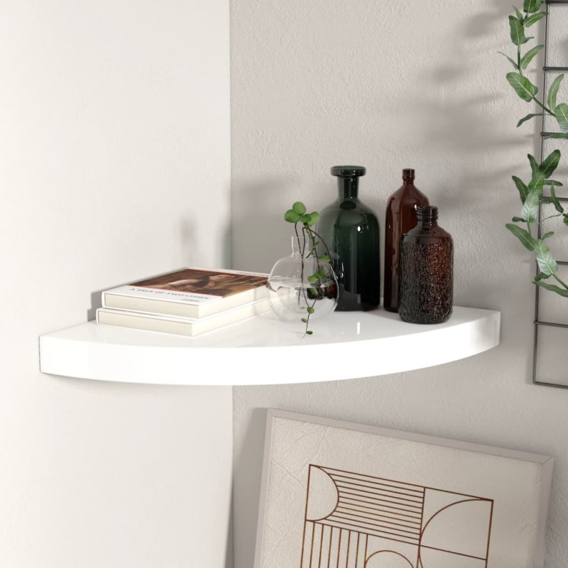 vidaXL Estante flotante de esquina MDF blanco brillo 35x35x3,8 cm vidaXL Estante flotante de esquina MDF blanco brillo 35x35x3,8 cm