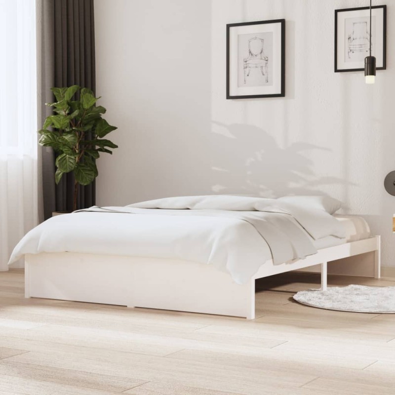 vidaXL Estructura de cama madera maciza blanca 140x200 cm vidaXL Estructura de cama madera maciza blanca 140x200 cm