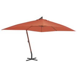 vidaXL Sombrilla lateral voladiza poste de madera terracota 400x300 cm