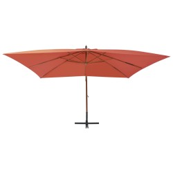 vidaXL Sombrilla lateral voladiza poste de madera terracota 400x300 cm