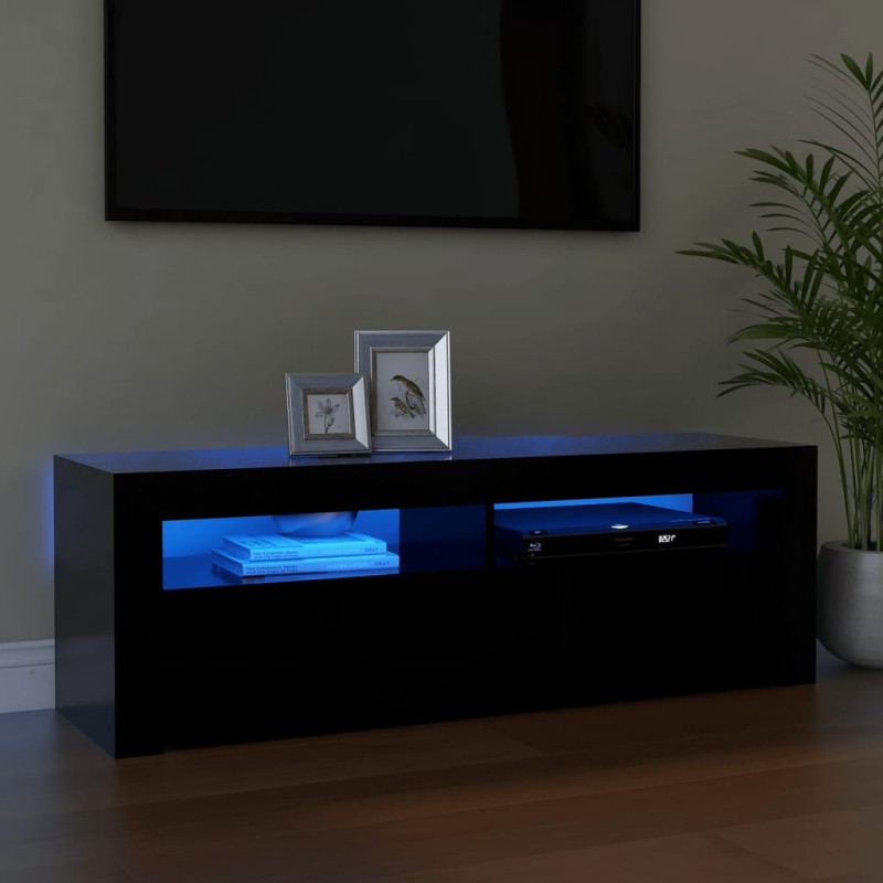 vidaXL Mueble de TV con luces LED negro 120x35x40 cm