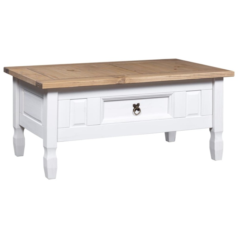 vidaXL Mesa de centro Corona Range pino mexicano blanco 100x55x45 cm vidaXL Mesa de centro Corona Range pino mexicano blanco 100x55x45 cm