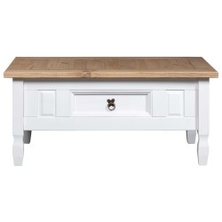 vidaXL Mesa de centro Corona Range pino mexicano blanco 100x55x45 cm